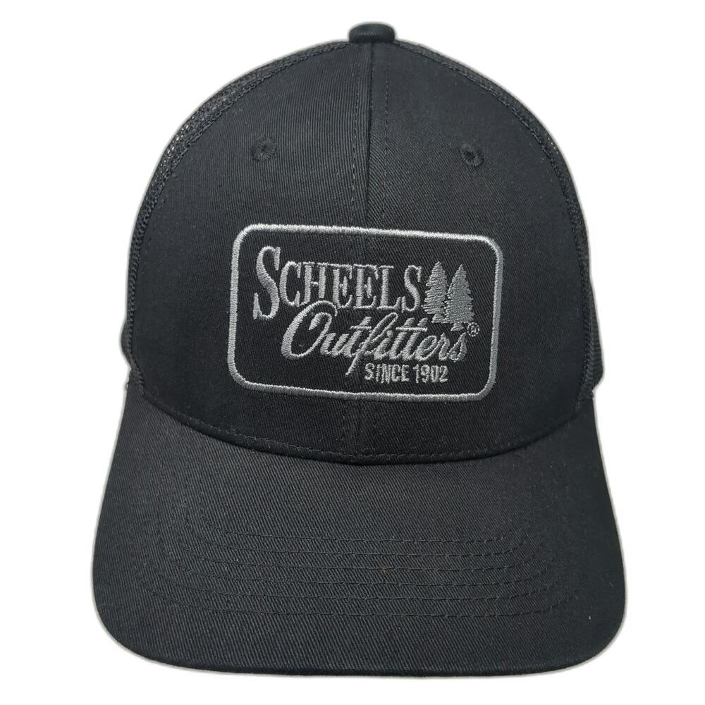 Outdoor Cap Trucker Hat Black One Size Snapback Mesh Scheels Outfitters Patch